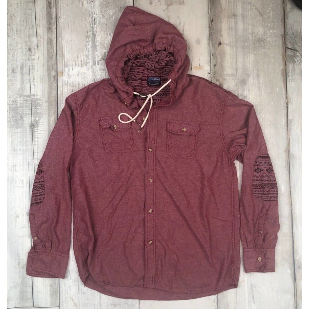 WT02 Pink Rose Hoodie, Men's Large Long Sleeve Button Up Hoodie Shirt, RN 106663